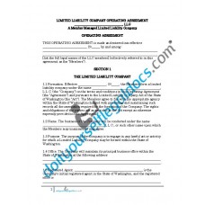 Limited Liability Company Operating Agreement (Member Managed) - Washington